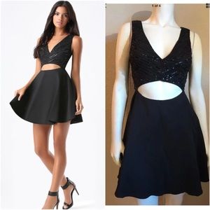 Bebe Bead & Sequin Seen V Neck Dress